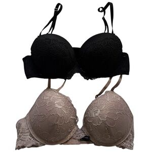 Tahari Elegant Lace Bras in Black and Tan